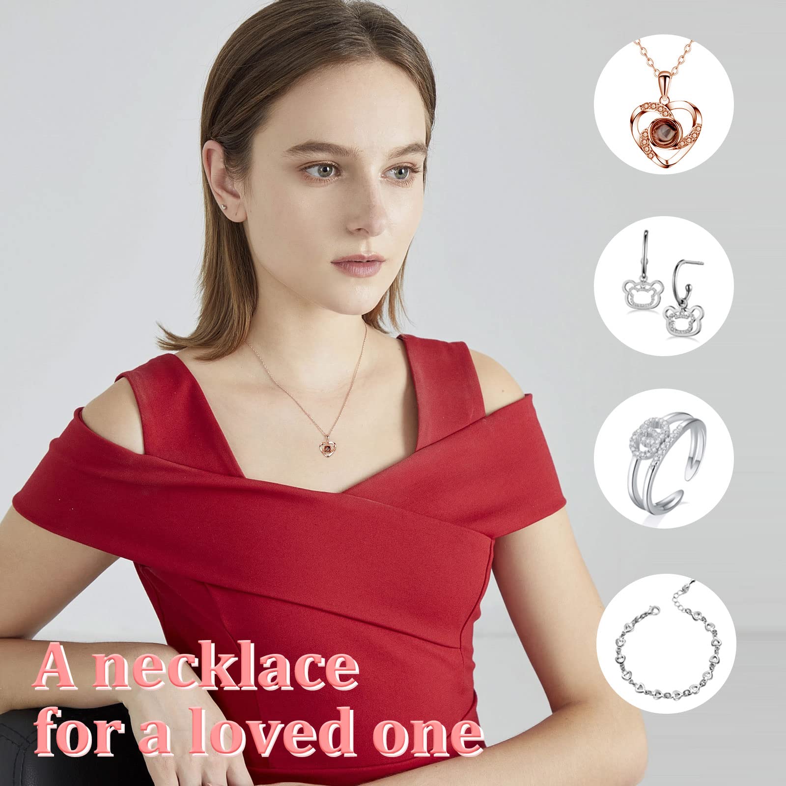 Ozrpn Eternal Rose,Regalo Originale per Donne,Rosa Eterna con I Love You, Collana, Confezione Regalo per la Festa della Mamma, Compleanno, Anniversario, Regalo per Mamma, Fidanzata, Moglie(Pink)