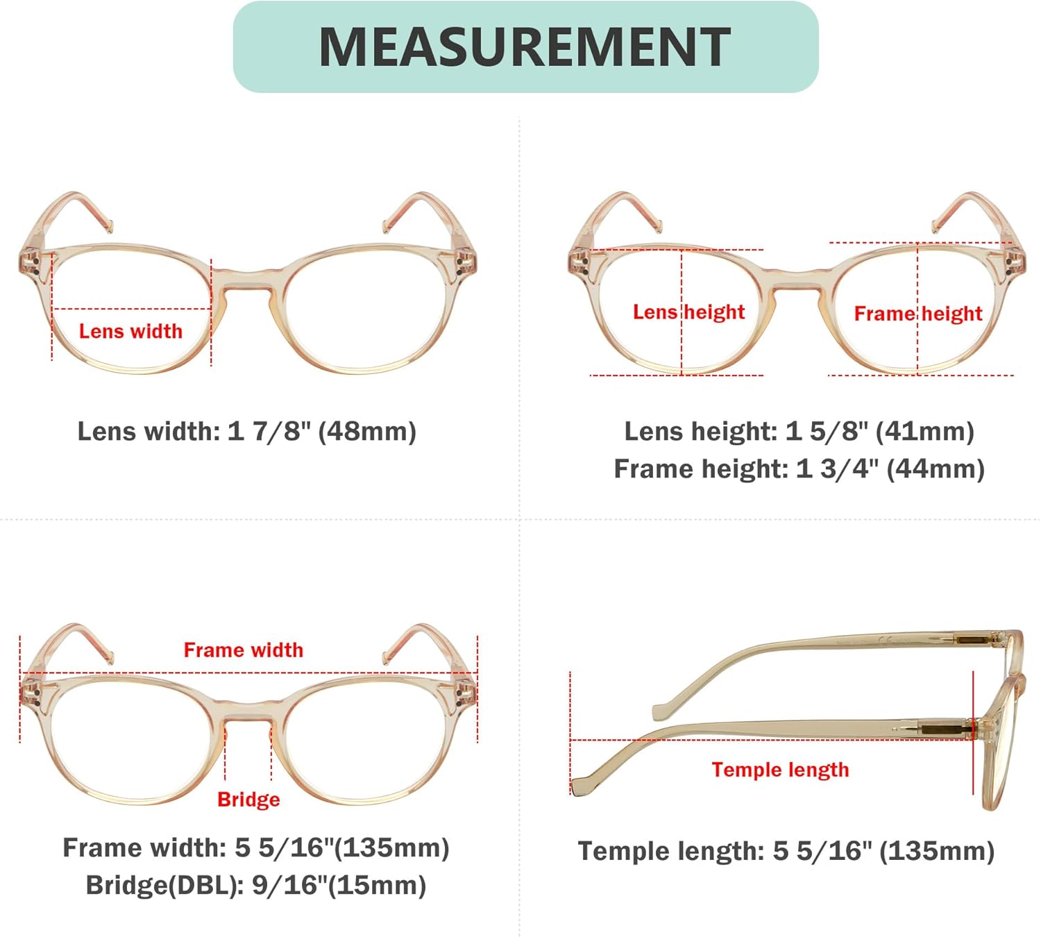 Eyekepper 5-pack Reading Glasses for Women Reading Round Readers,+1.75