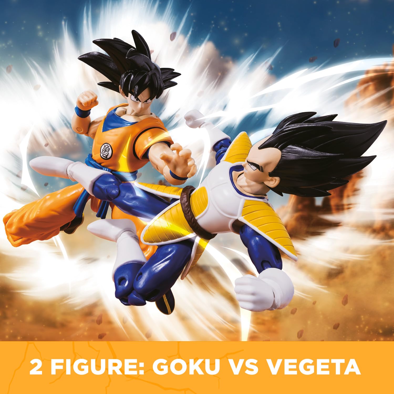 BANDAI – Dragon Ball Super – Figurine Dragon Stars 17 cm – Battle Pack – Vegeta vs Goku – Pacchetto di 2 figurine Dragon Ball da collezione – Giocattolo per bambini dai 4 anni in su – 37294
