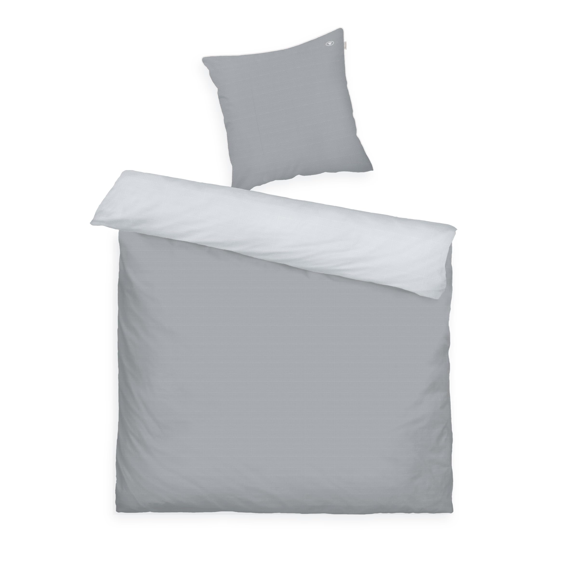 Parure de lit haut de gamme Tom Tailor en coton satiné gris foncé avec deux taies d'oreiller