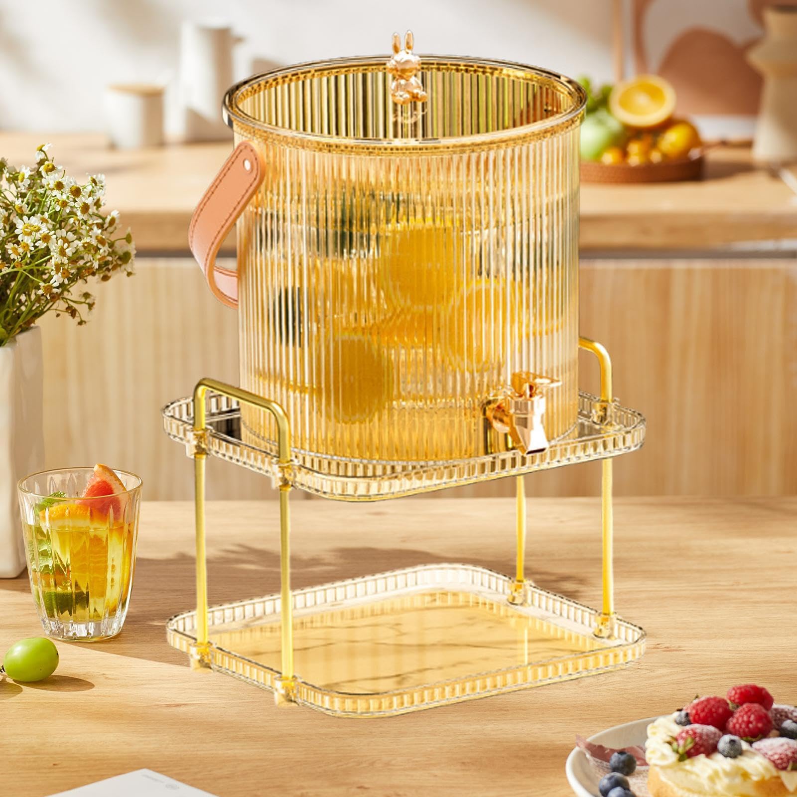 F Fityle Dispensateur Dispensier Juice Container Spigot équipé de grande capacité à eau froide Joute d'eau carafe pour la cuisine au thé aux fruits de la, 3.5l