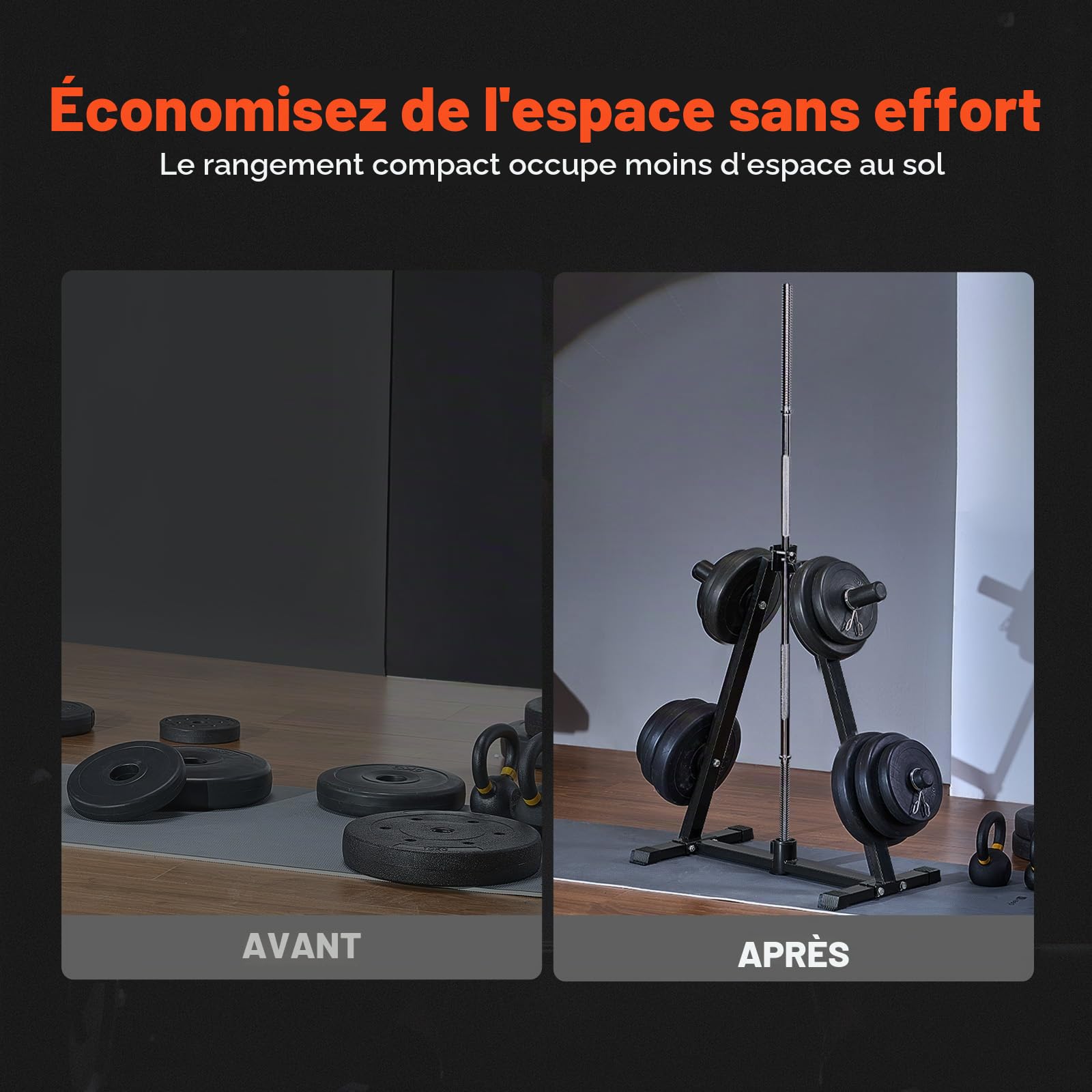 VEVOR Support d'Haltères Capacité de Charge 136 kg, Rack de Rangement pour Disques des Poids de 50,8 mm, Support de Poids à Cadre en A, Repose Haltères Robuste, Stockage pour Musculation Gym Domicile