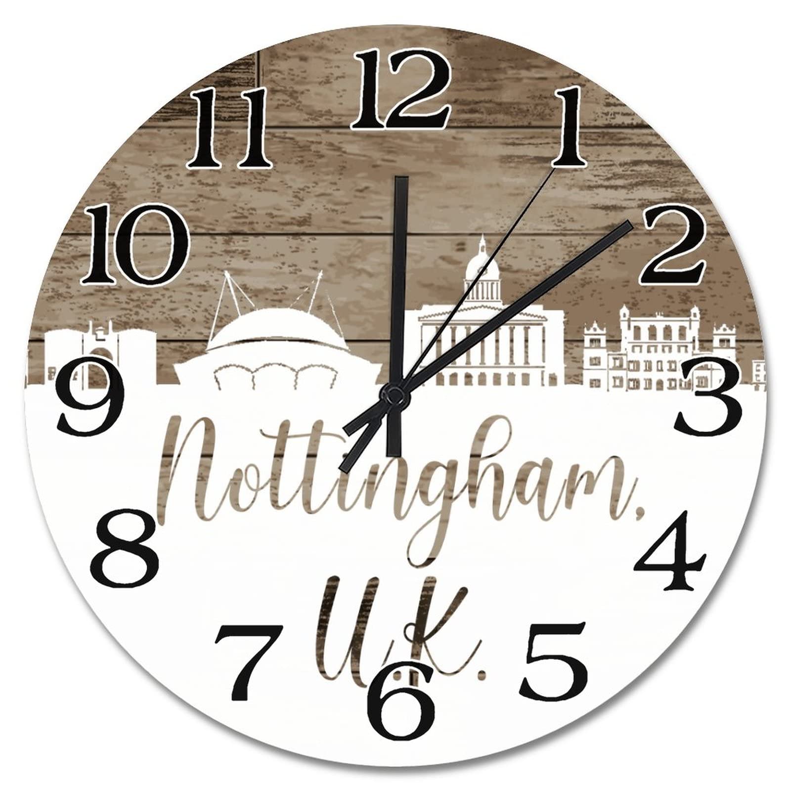 Grande horloge murale en bois 38 cm à piles pour salon