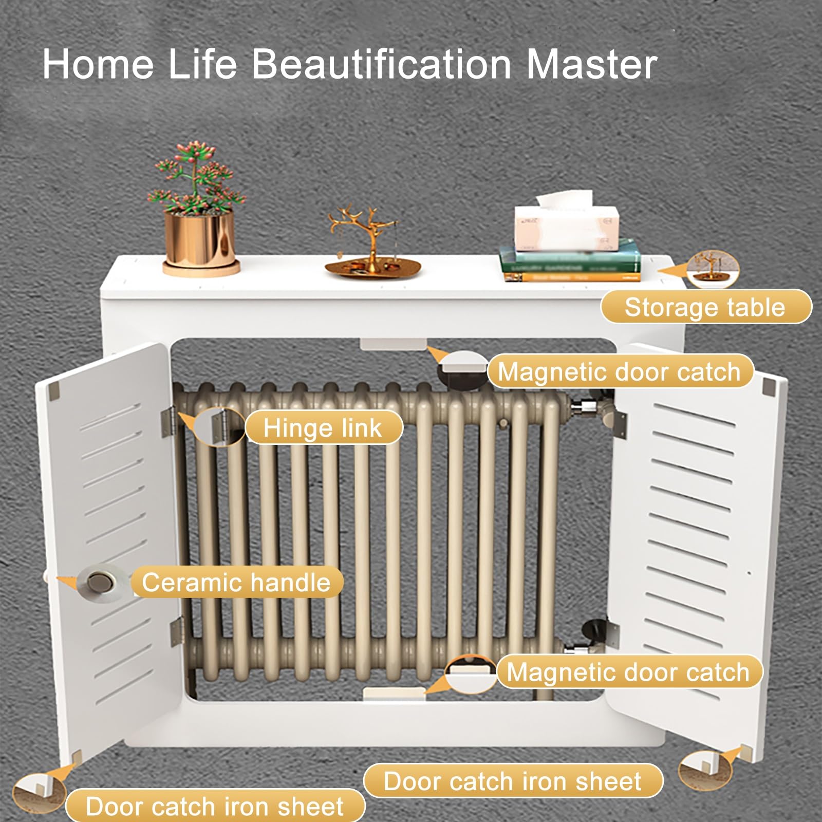 Modern HeizkörperverkleidungSlish - Funda para calentador con rejilla de ventilación, protección del hogar, 80 x 70 x 20 cm / 31.4x27.5x7.8in, ideal para decoración del hogar y eficiencia térmica