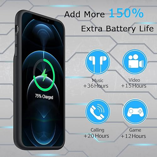 Miniatura 10 de Funda de batería para iPhone 11, batería mejorada de 7000 mAh, recargable, portátil, batería extendida, compatible con iPhone 11 (6.1 pulgadas),