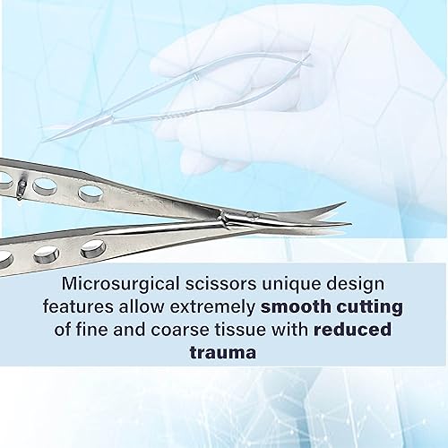 Miniatura 3 de Castroviejo Micro Tijeras 3.5" Curvado, Mango Plano Fenestrado