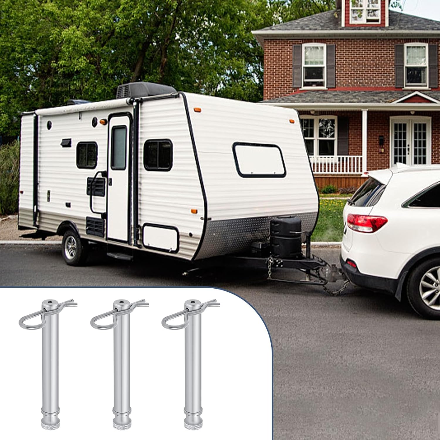 TS35010 Stainless Steel Trailer Hitch Pin and Clip for B&W 2" & 2.5" Receiver Trailer Hitches Tow & Stow Replacement Pins-3 Pack