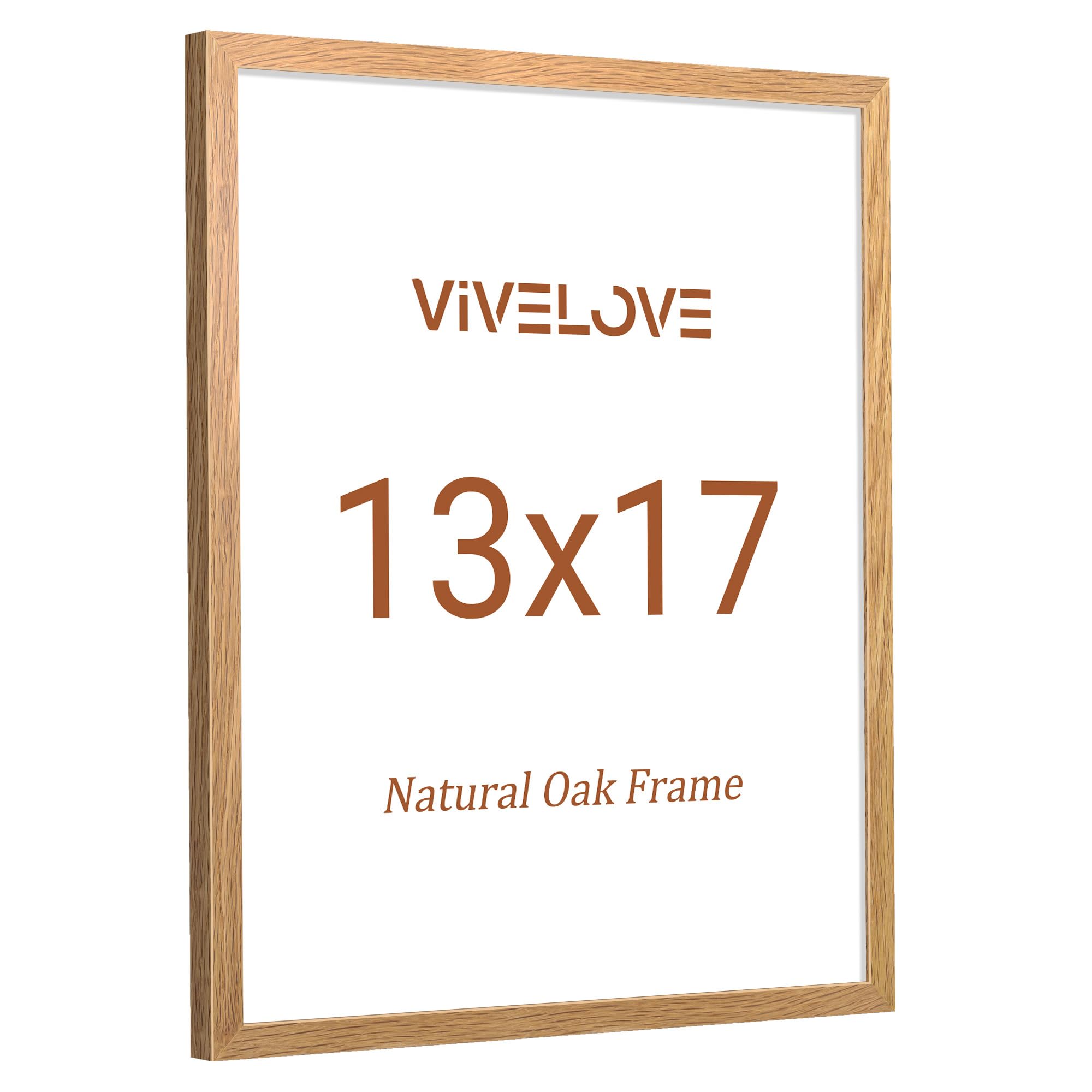 vivelove 13x17 picture frame, high-end natural oak 13 x 17 wooden frame with tempered glass, 13x17 wood photo frame for wall, wall hook included for art photo and prints, natural