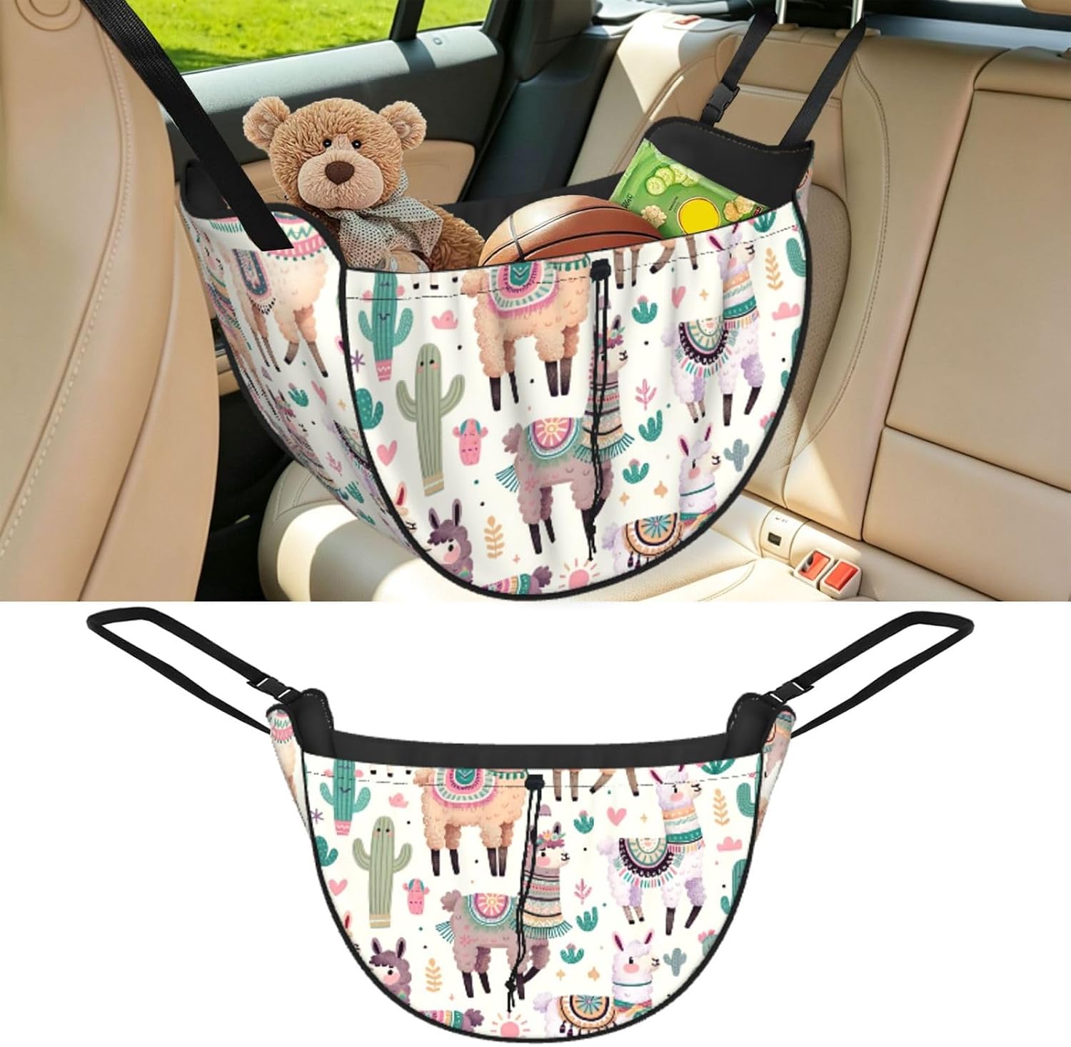 Augenstern Funny-Llama-Cactus Car Backseat Organizer Bag For Road Trips