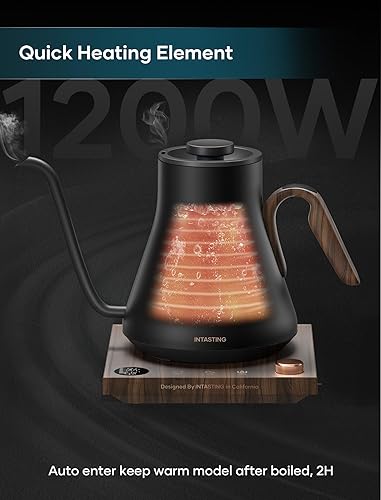 Miniatura 5 de Hervidor eléctrico, hervidor eléctrico de cuello de cisne, control preciso de temperatura de 1 , interior de acero inoxidable, calentamiento rápido