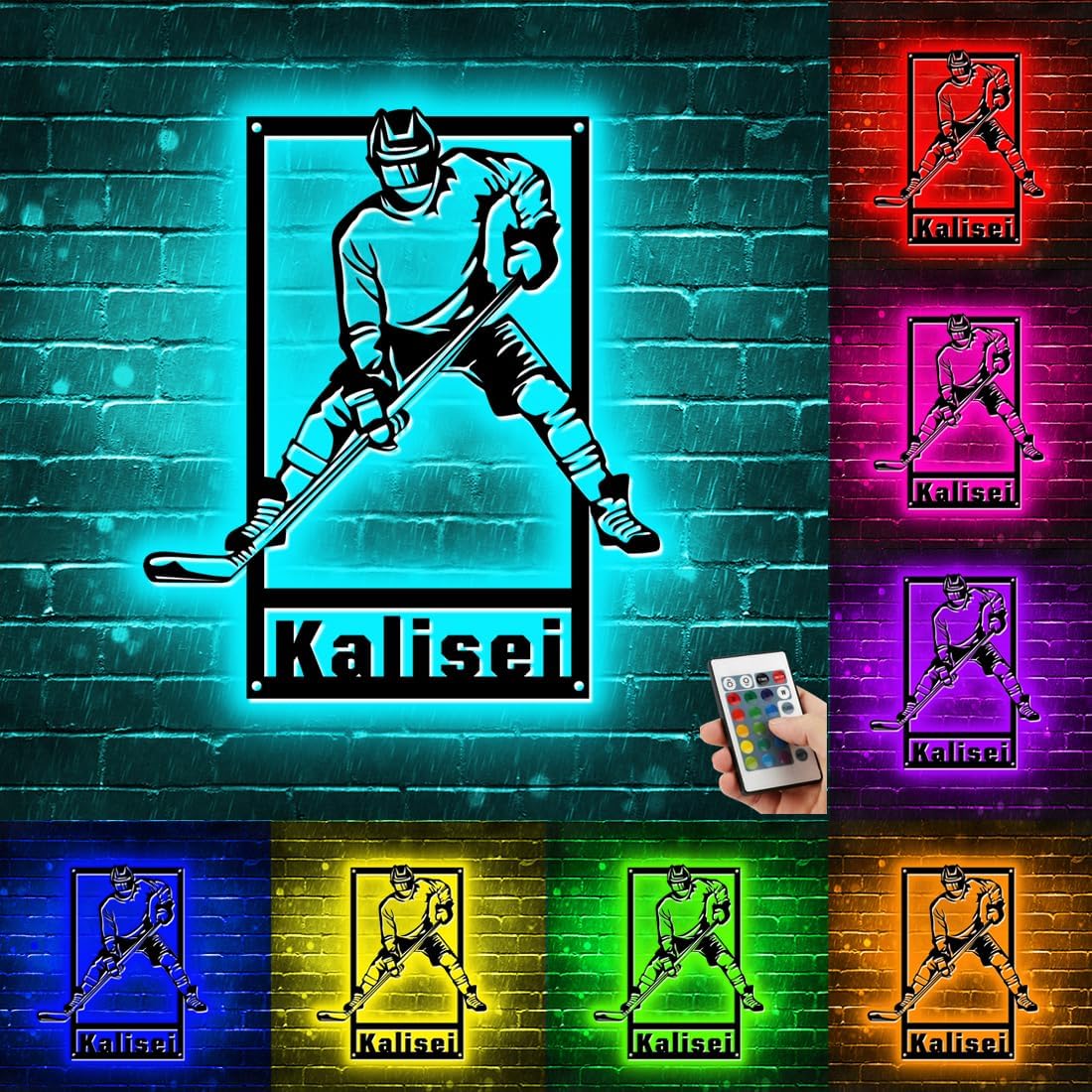 Personalized Ice Hockey Player Neon Sign, Cusotm Name