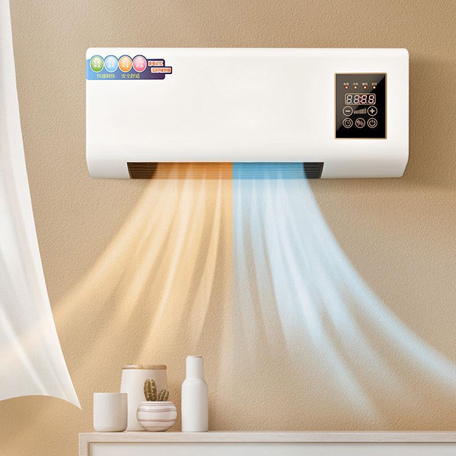 Climatiseur sans conduit | Télécommande murale 2000 W pour chambre à coucher et salon avec télécommande Le vent naturel ne contient pas de réfrigérants