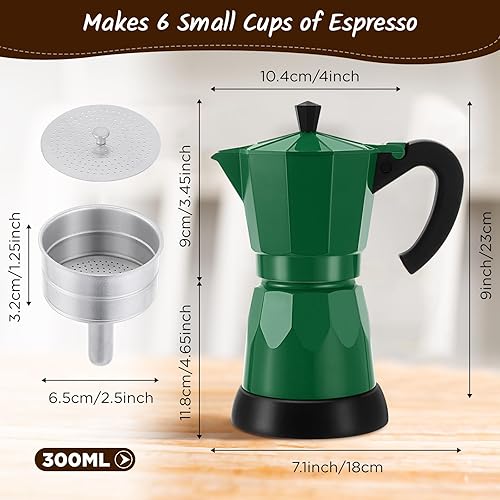 Miniatura 2 de Olla de Café Lemosae 6 Tazas Eléctrica Cafetera de Espresso Italiana Moka 300ml Portátil de Aluminio con Base Desmontable, Regalo para Hogar y Viaje