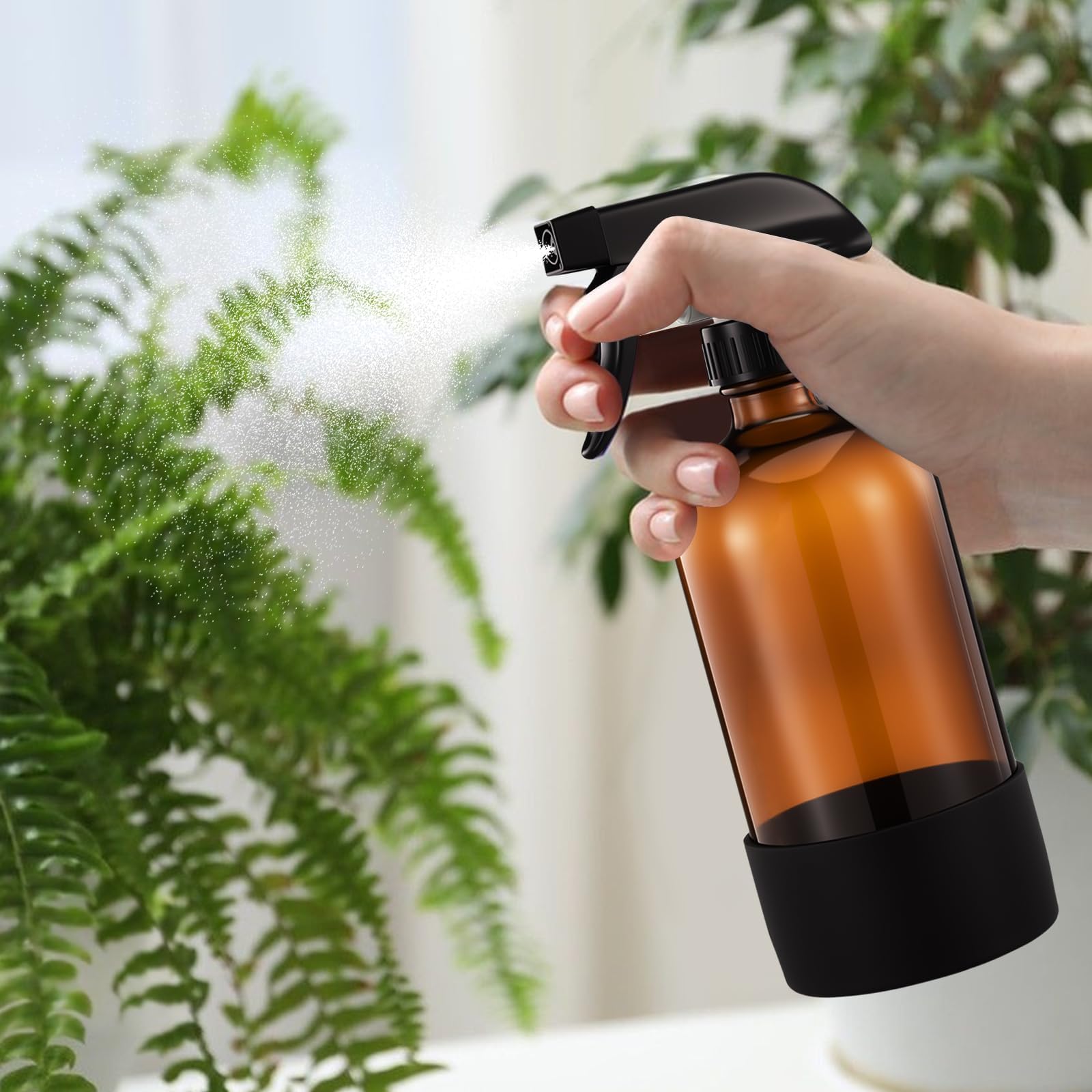 3 Botellas Spray Vidrio Ámbar 500ml, Rociador Ajustable, Spray Bottle, Pulverizador Agua, Bote Spray Pulverizador para Limpieza y Plantas — view 6