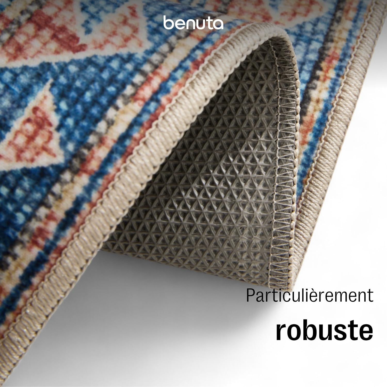 benuta Basic Tapis Salon George - Bleu 200x300 cm - Lavable - Rectangulaire Vintage, Élégant, Rétro pour Chambre, Couloir, Salle à Manger