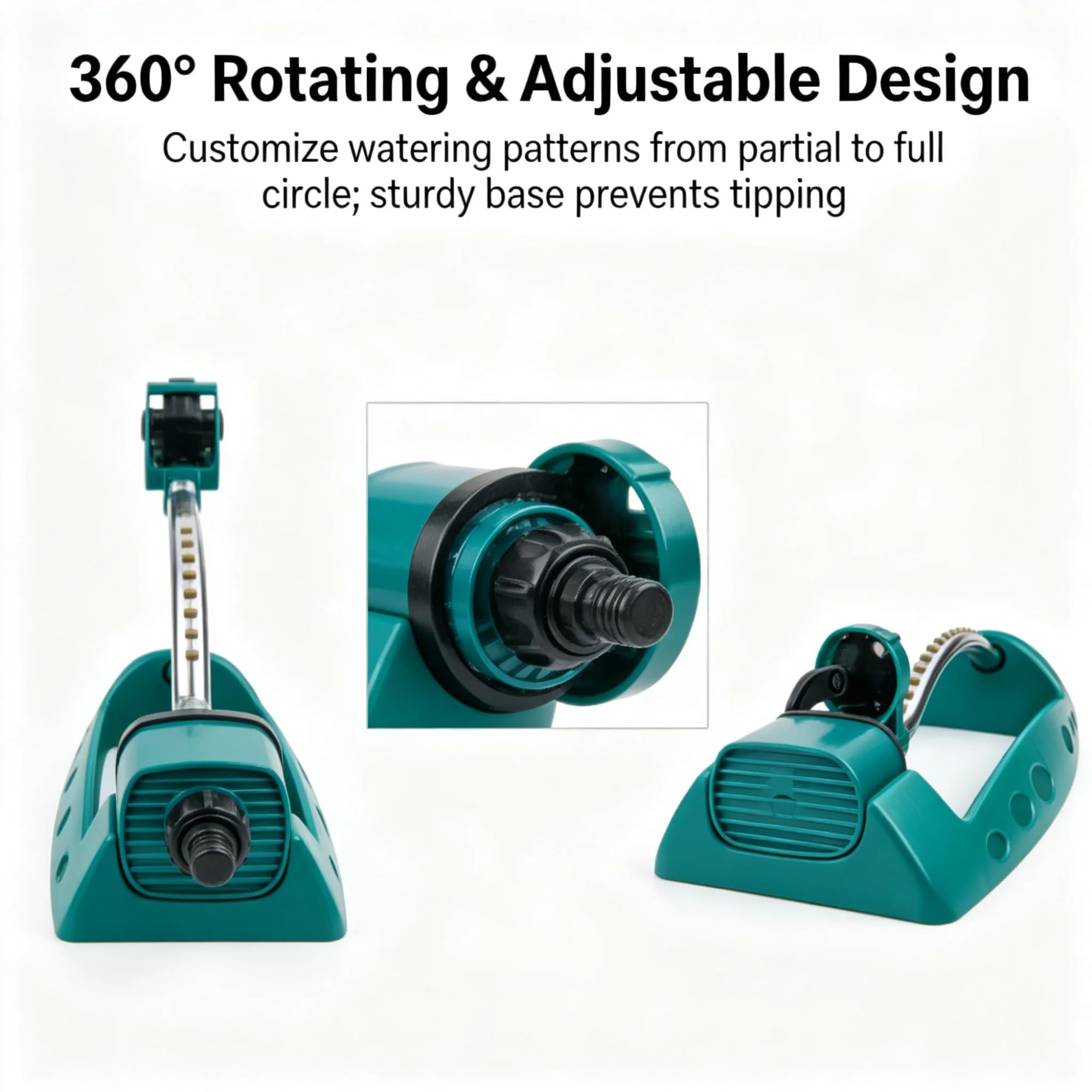 Irrigatore Oscillante per Prato, Rotazione Automatica a 360° per Giardino, Cortile, Prato, Orto e Patio(10m)