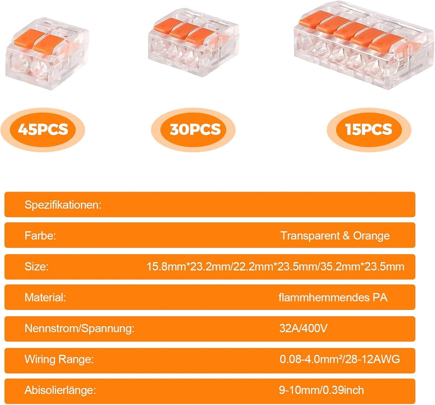 90 Pieces Electrical Connectors, Electrical Fitting Quick Electrical Connector 28-12 AWG - Image 3