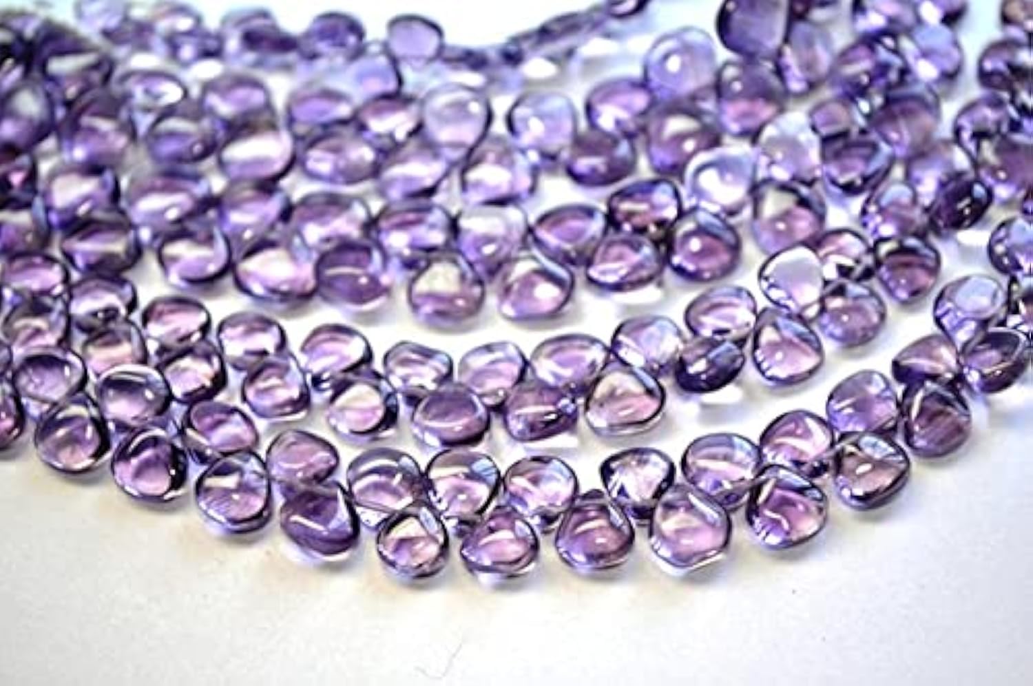 Perles améthyste violette naturelle 7-10mm fil briolette coeur lisse