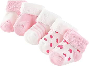 Baby Terry Warm Socks - Unisex baby Boy and Girl socks 0-12 Months Toddler Cute Cotton Socks Cozy Thick thick newborn sock 5 Pack