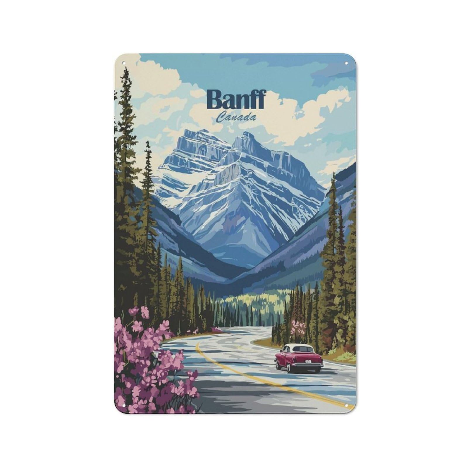 Junmoney Style-23 Workshop Style Garage Metal Sign 30X20cm Featuring Banff Canada Travel (2), Industrial Wall Art For Workshop, Basement, Shed Or Games Room