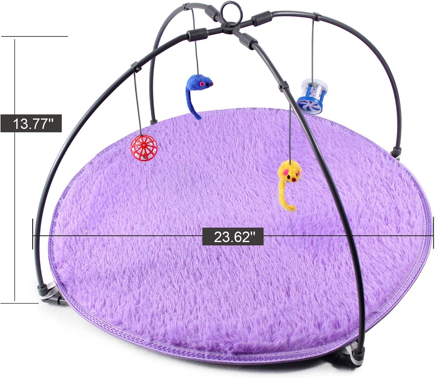 Winsterch Cat Toys Interactive Activity Center Play Mat with Hanging Toy Balls,Cat Kitten Toys (23.62''x 23.62''x 13.77'', Lavender)