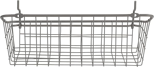 Miniatura 8 de Spectrum Pegboard y cesta de alambre para montaje en pared pequeña (gris industrial)  Almacenamiento y organizador para garaje, herramientas,