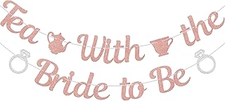 Tea With the Bride to Be Banner, Bridal Shower Decorations, Engagement Wedding Decorations, Let's Partea Bachelorette Party Supplies Rose Gold & Silver Double-Sided