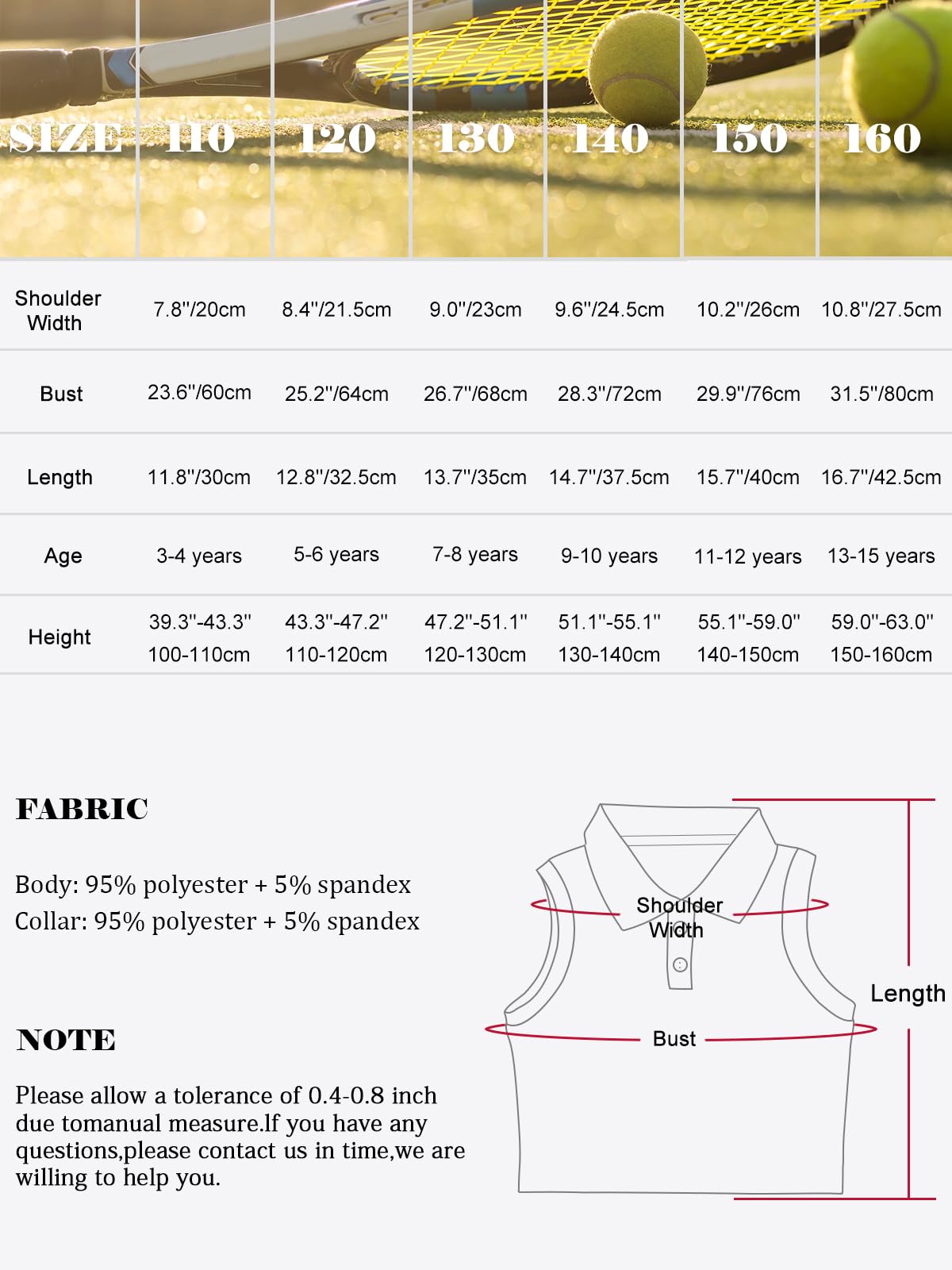 Bezioner Top Sportivo Bambina Polo T-Shirt da Bambina Maglietta Tennis Golf Ragazze Senza Maniche Camicia Bambine