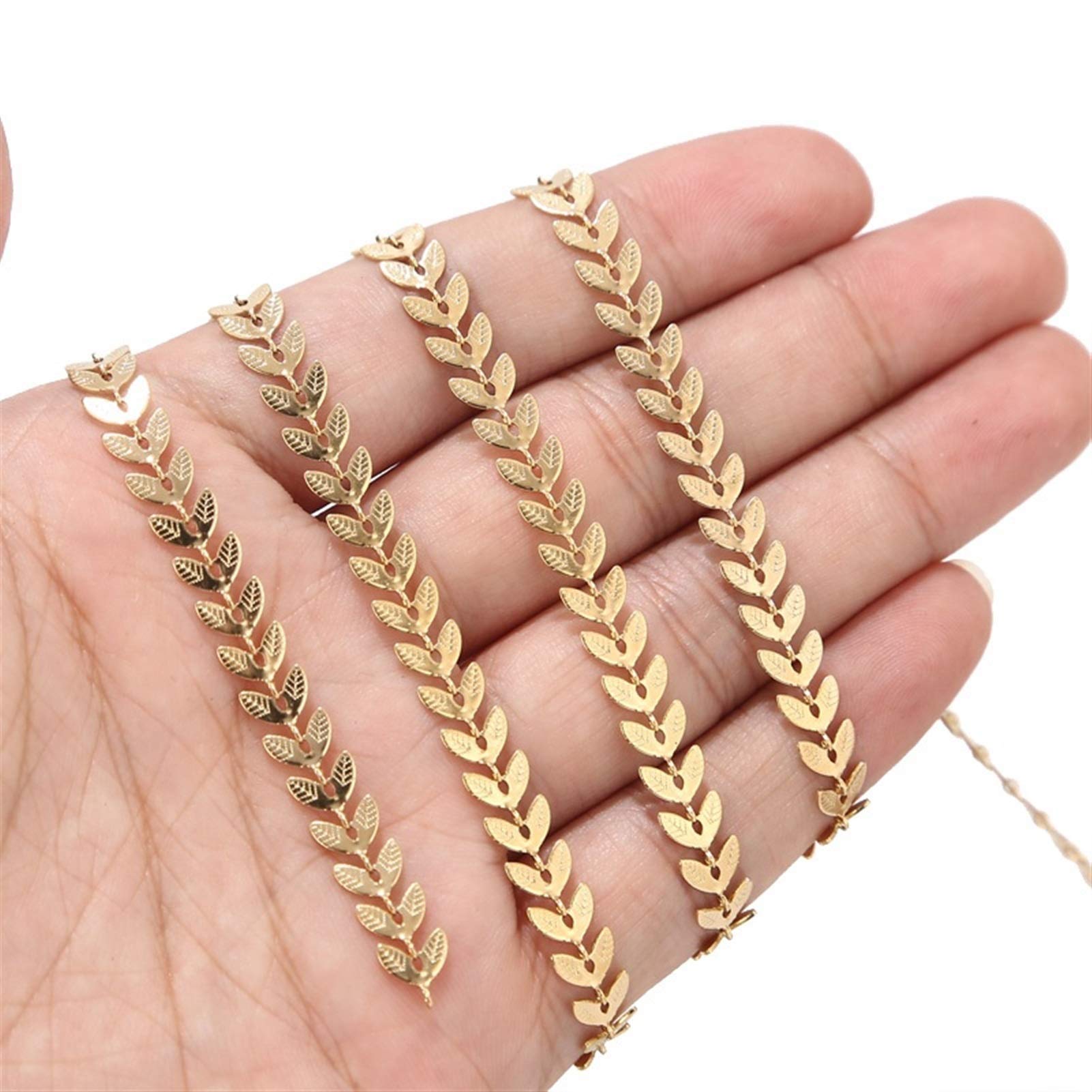 Homeilteds 1 Meter 6mm Width Stainless Steel Chevron Link Chain Gold Chains For Necklace Bracelet Anklet DIY Jewelry Making Gifts (Color : Textured G)