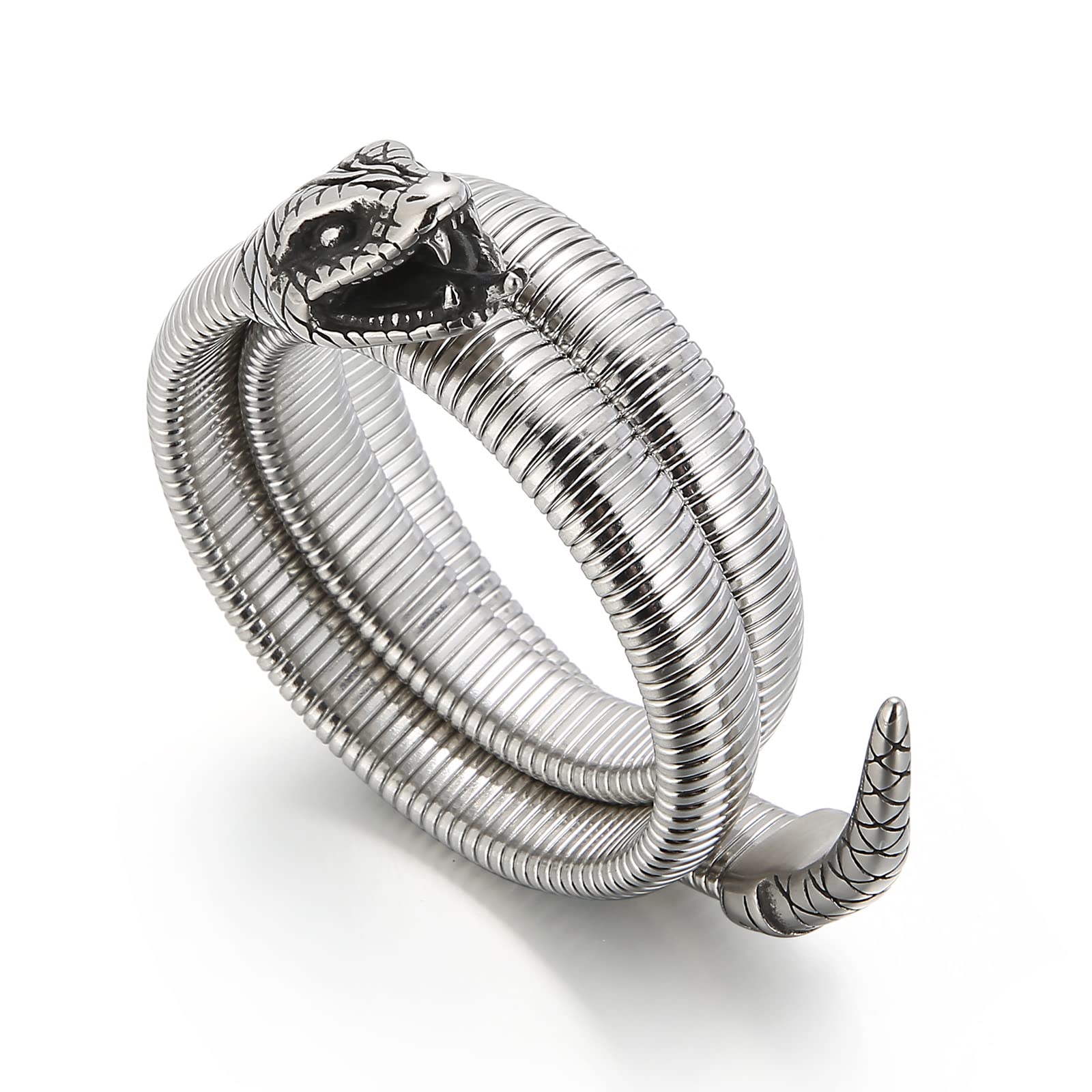 Brazalete de acero inoxidable con cabeza de serpiente para hombres y mujeres, estilo gótico, estilo retro, joyería, Acero inoxidable, No es una piedra preciosa