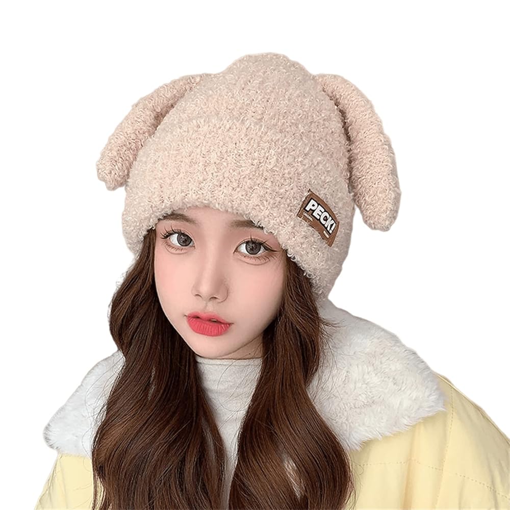 Mordelar Women Kawaii Bunny Ears Knitted Beanie Hat