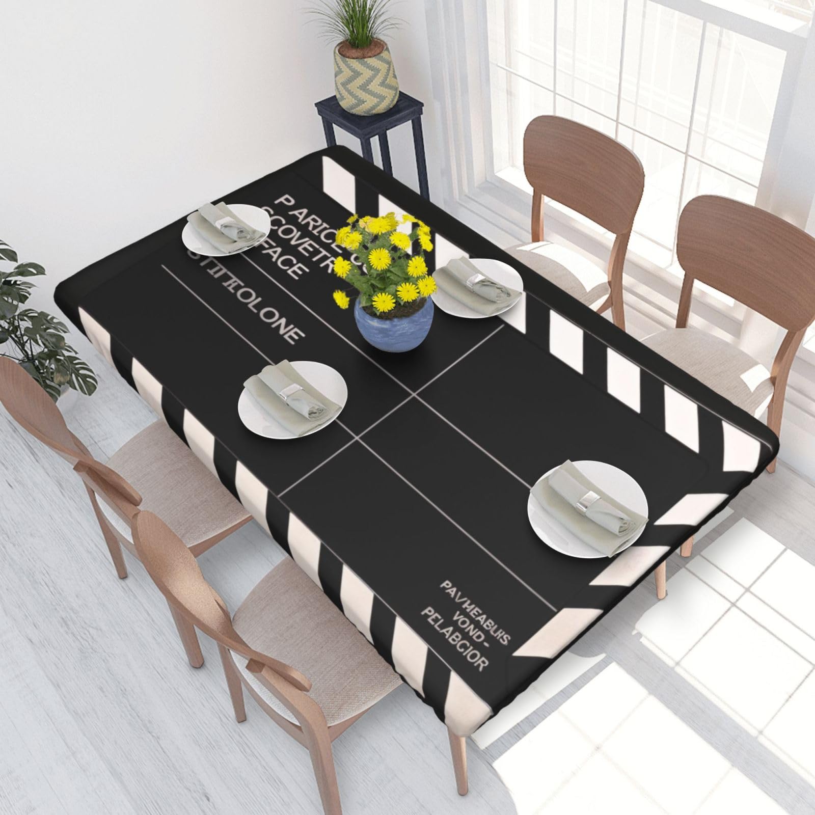 WPKJU Classic Movie Clapboard Black prin Printed Tablecloths 4ft Rectangular Table Covers Washable Polyester Decorative Table Cloth for Dining Table Picnic Wedding