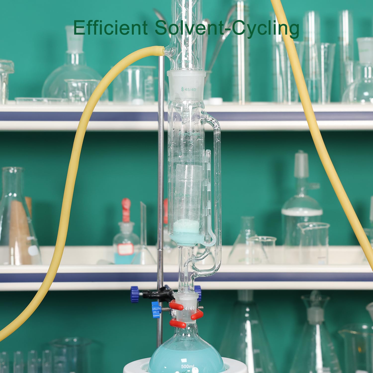FunChem Estrattore Soxhlet, Apparecchio Soxhlet in Vetro Borosilicato A Parete Spessa con Giunti Standard Ground 45/40 E 24/40 per Riflusso Ed Estrazione in Laboratorio