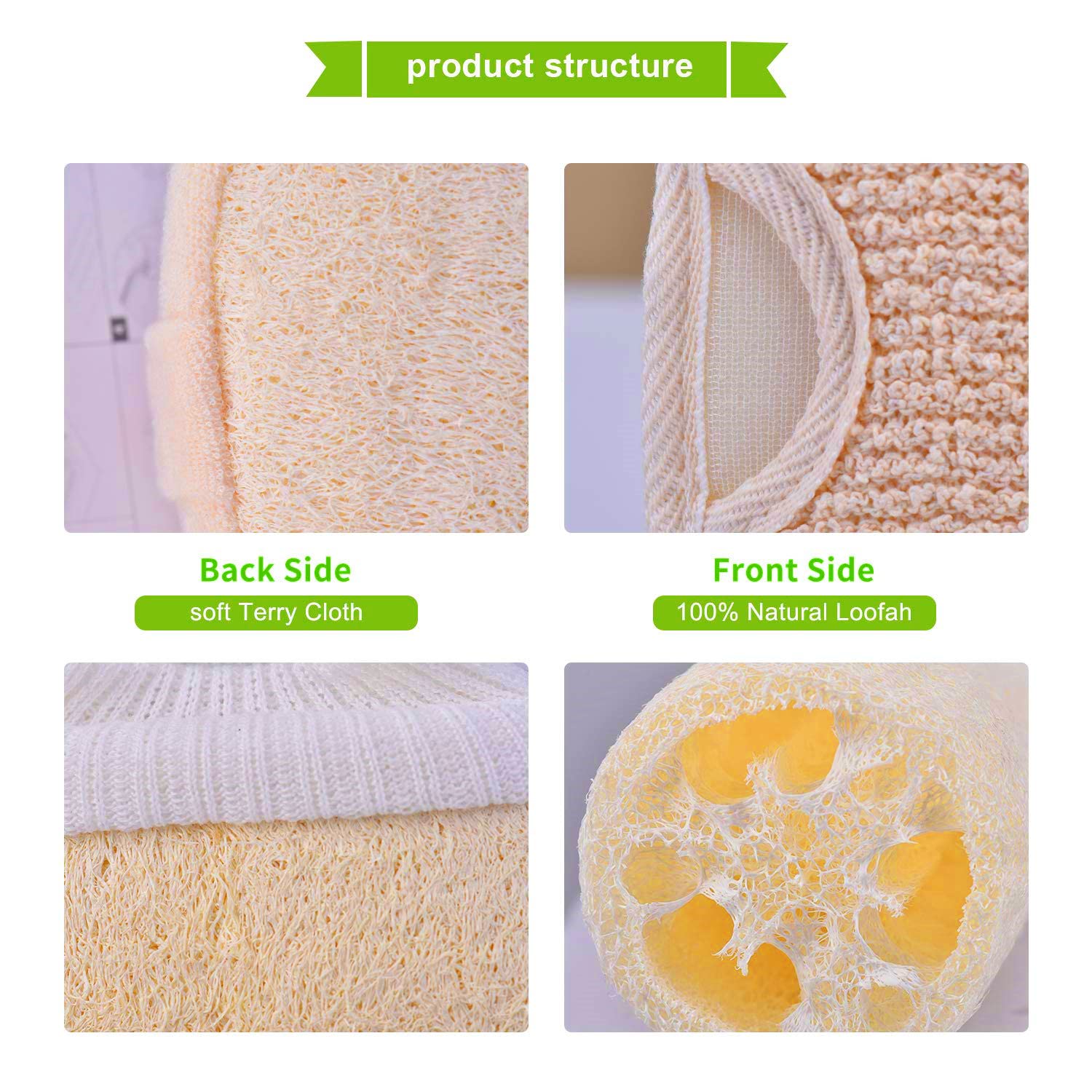 Natural Loofah Sponge, Exfoliating Body Scrubber(4 Pack), Exfoliating Loofah, Loofah for Women and Men, Made with Eco-Friendly and Biodegradable Shower Luffa Sponge : Beauty & Personal Care