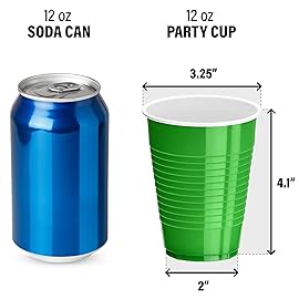 DecorRack Dark Green Plastic Cups, 12 oz Disposable Cups, Reusable Party Supplies (120 Count)