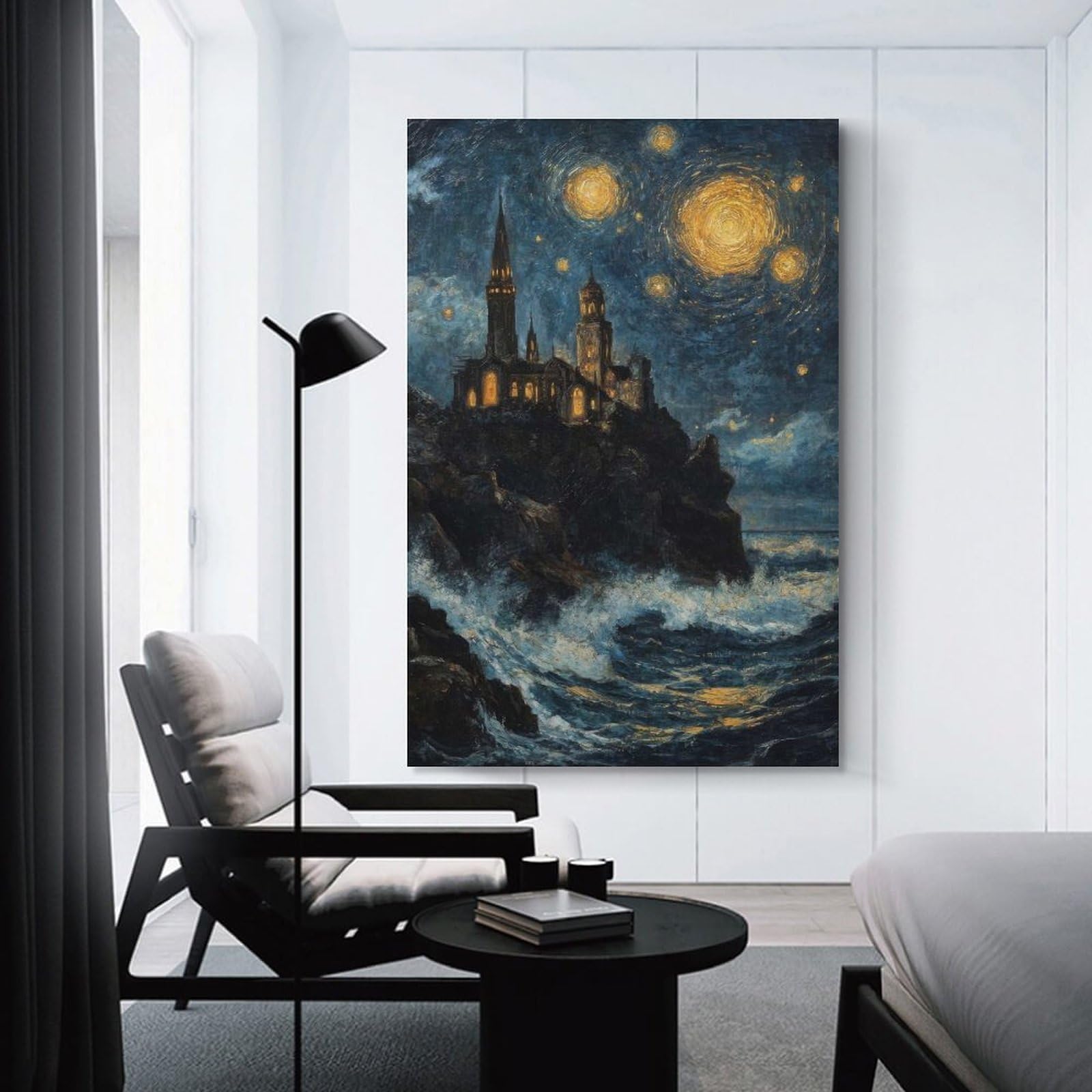 Junmoney Unframe-Style-8 Castle By The Sea Wall Decor Canvas Print, 20X30inch(50X75cm), For Flats, Guest Rooms Or Compact Rooms, A Simple Refresh For Blank Walls