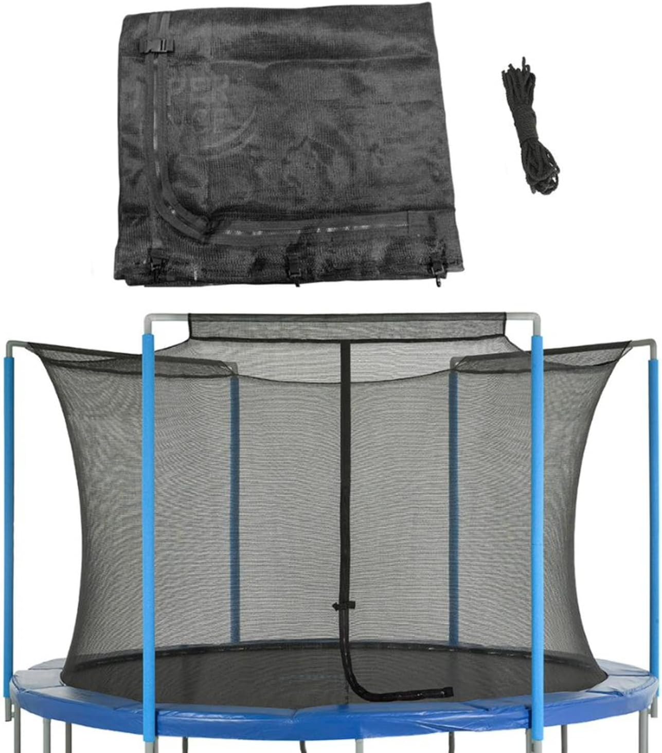 Machrus Upper Bounce Round Trampoline Net Replacement for Arches with Top Sleeves, Inside Enclosure with Straps, Tear-Resistant