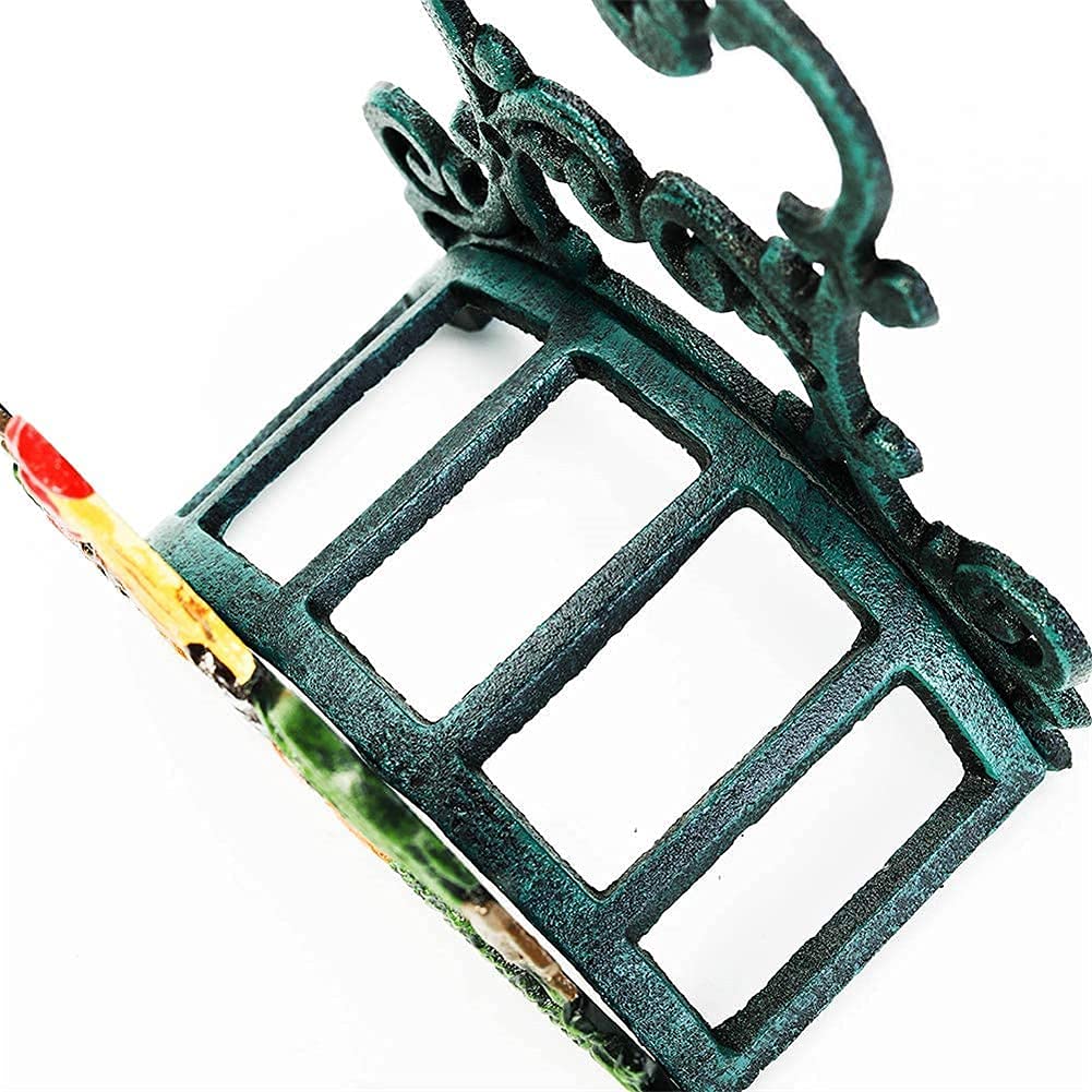 Soporte de manguera montado en la pared para jardín de hierro fundido, soporte de manguera de metal para gallo encantador, carrete de estante de manguera para interiores y exteriores decorativo de e