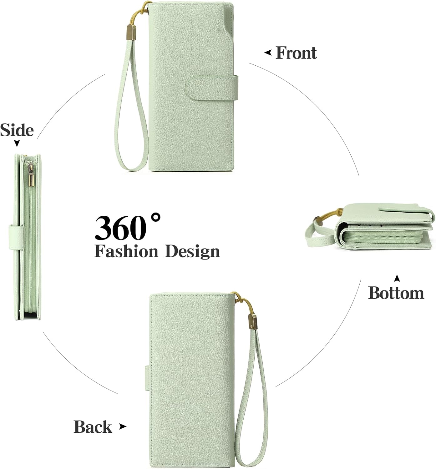 GAEKEAO レディース 財布 大容量 レザーカードホルダー RFIDブロック リストレット クラッチ ロング 旅行 レディース