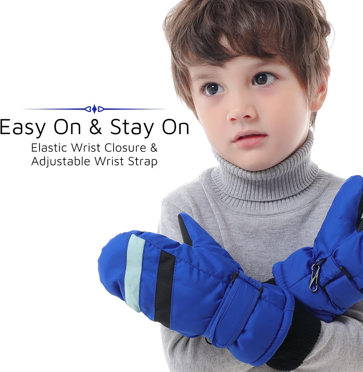 F Flammi Toddler Kids Snow Mittens with String Waterproof Ski Mittens Thinsulate Winter Gloves for Baby Girls Boys - Image 4