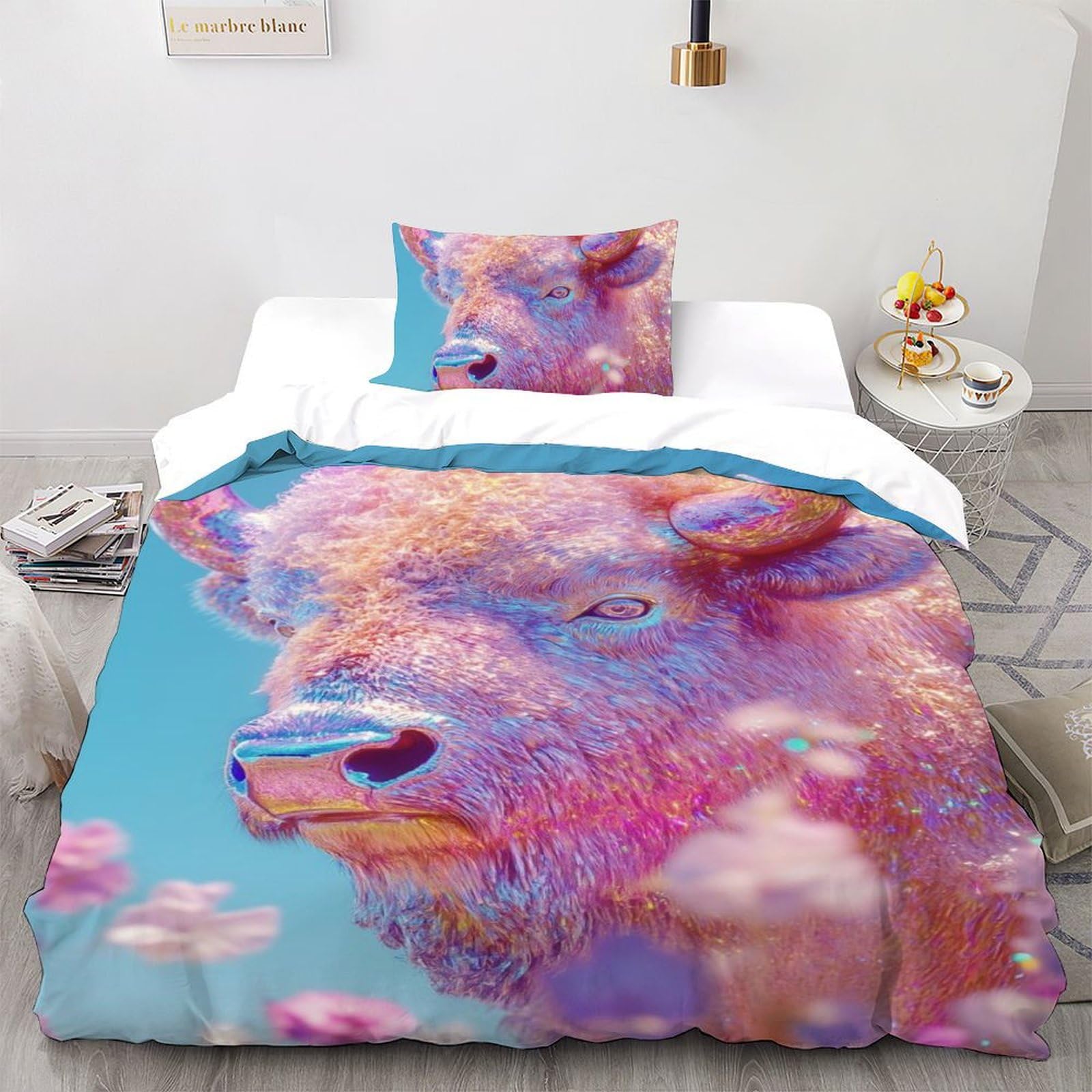 Housse de couette 135x200cm animaux land pour chambre de fille
