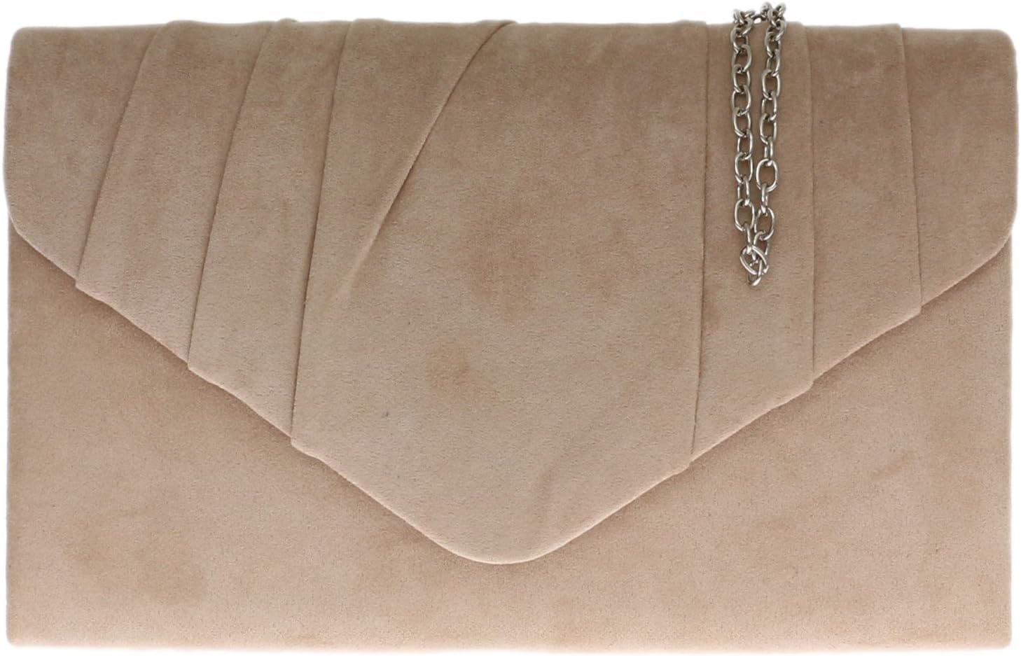 Girly HandBags Womens Faux Suede Pleated Clutch Bag