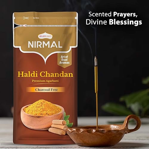 Miniatura 4 de Shubhkart Nirmal - Varitas de incienso de sándalo, paquete de 2 inciensos, 200 varitas de alta calidad, Haldi Chandan, fragancia de larga duración