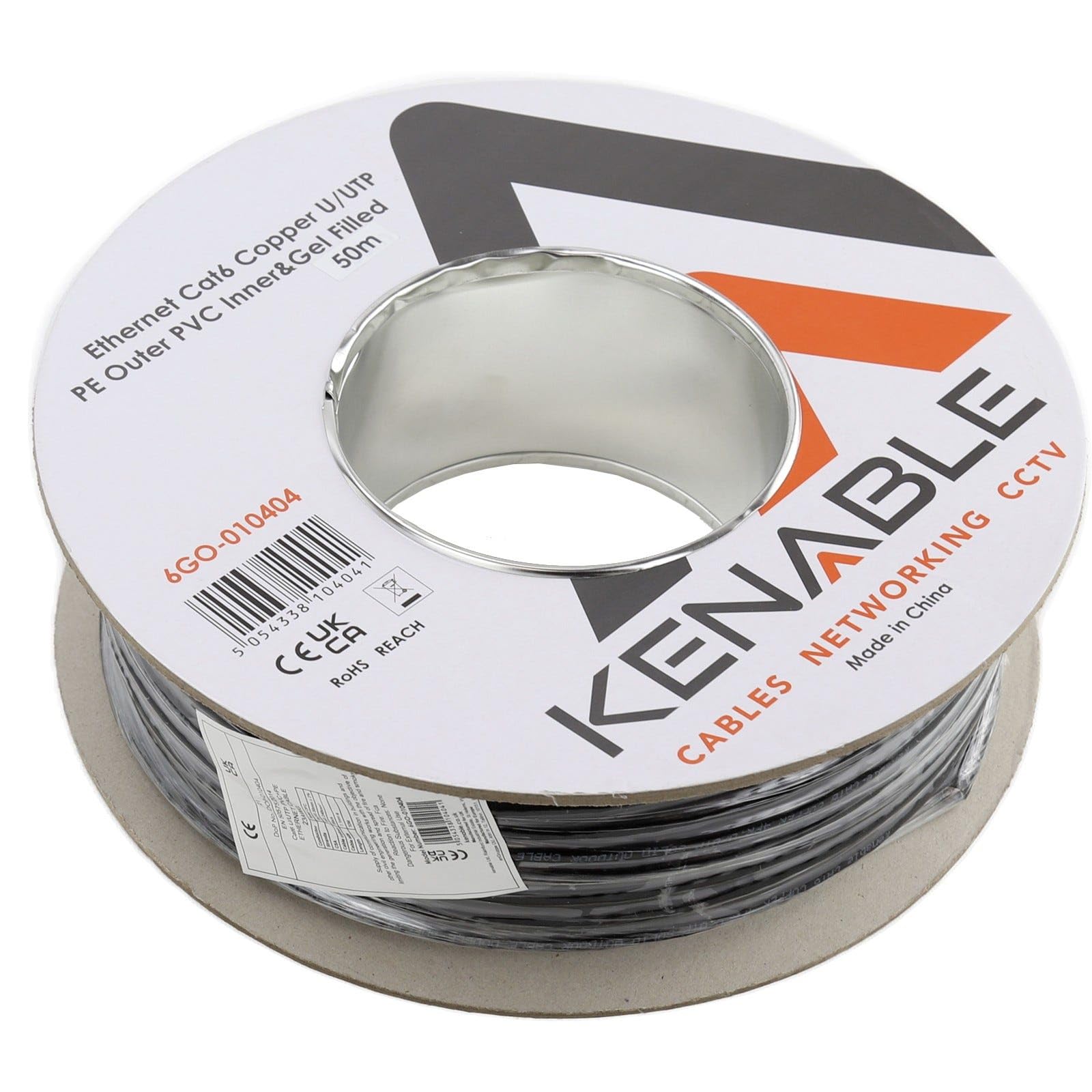 kenable Cable de Red Ethernet CAT6 Exterior Cobre para Enterramiento Directo Relleno de Gel Resistente UV 50m Negro