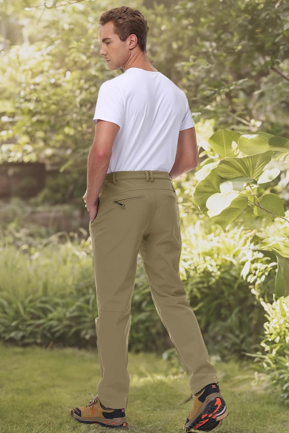 BASUDAM Men's Utility Work Pants Snow Waterproof Softshell Winter Fleece Lined Insulated Outdoor Mountain - Image 8