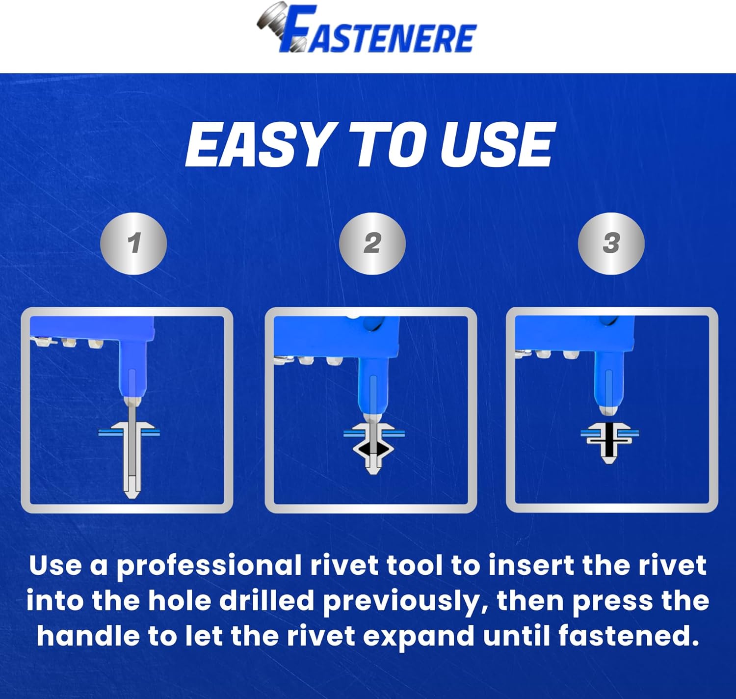 Fastenere Pop Rivets - 3/16" x 3/8" (100 pcs) Heavy Duty, Open-End, Low Carbon Steel, Dome-Head Blind Rivets, Corrosion-Resistant & High Shear Strength, 6-6 Gap 0.251"-0.375"