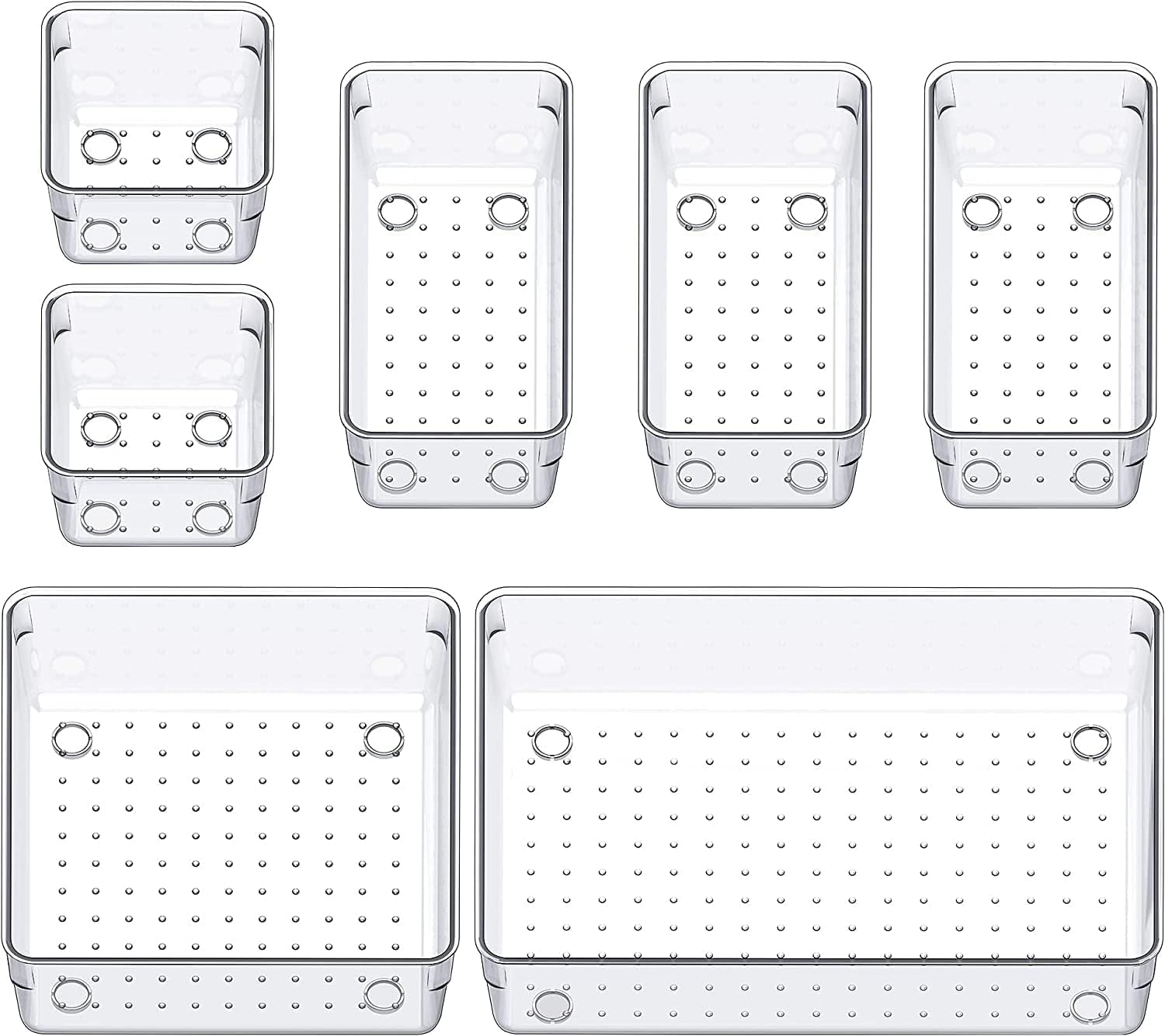 Tasmax Dressing Table Organizer Drawer Divider Organizer Stationary Organizers Box 7Pcs Organisers Storage Box Cosmetics Organiser Tray Acrylic Drawer Organizer - Transparent