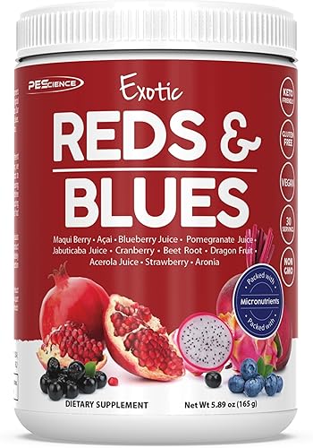 PEScience Reds & Blues Superfoods en polvo, 30 porciones, apoyo inmunológico natural con extracto de acai y granada