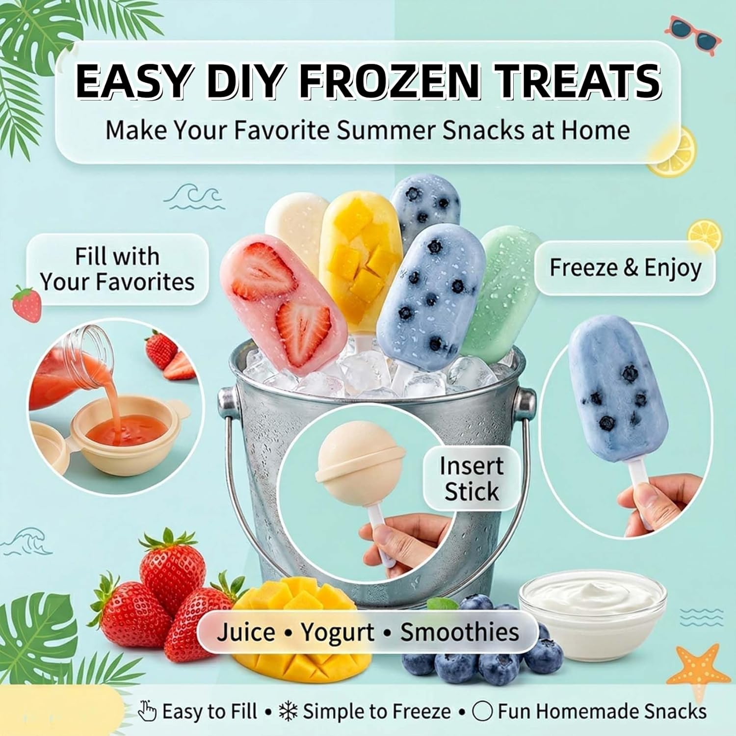 2026 New Reusable Large Lollipop-Shaped Ice Mold, DIY Creative Ice Pops for Summer, Mini Silicone Lollipop Ice Hockey Mold, for Juice, Yogurt & Frozen Treats, Fun Dessert Mold (12PCS)