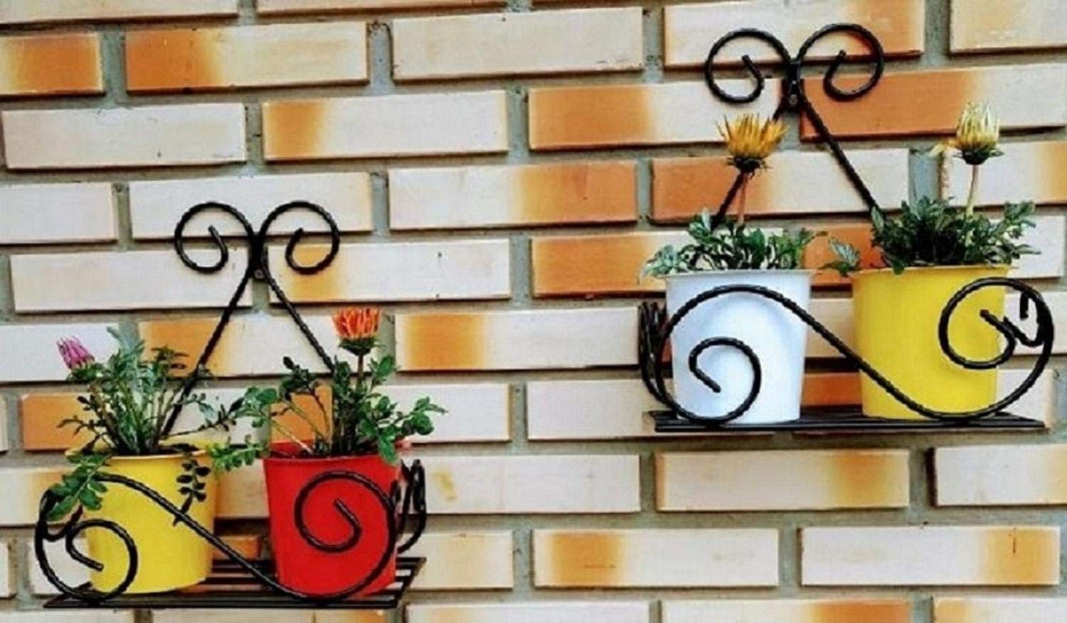 Kundi Set of 2 Hanging Metal Plants Holder Indoor and Outdoor Black -27 x 14 x 27 cm (Set of 2) (B097571SR4) Amazon Price History, Amazon Price Tracker